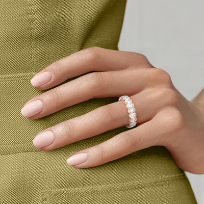 Oval Eternity Diamond Semi-Bezel Ring