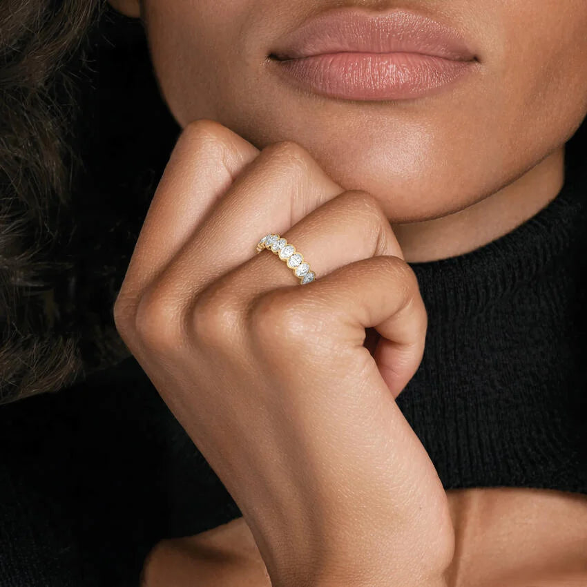 Oval Eternity Diamond Semi-Bezel Ring