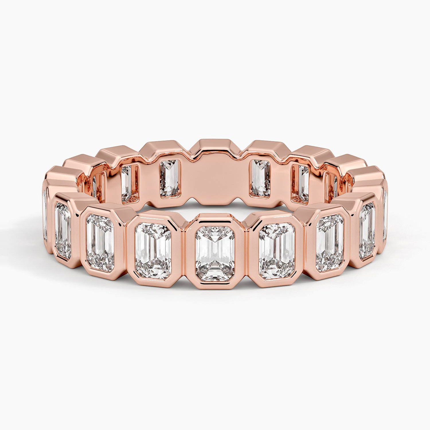 Bezel Emerald Cut Eternity Diamond Ring