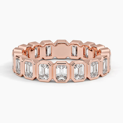 Bezel Emerald Cut Eternity Diamond Ring