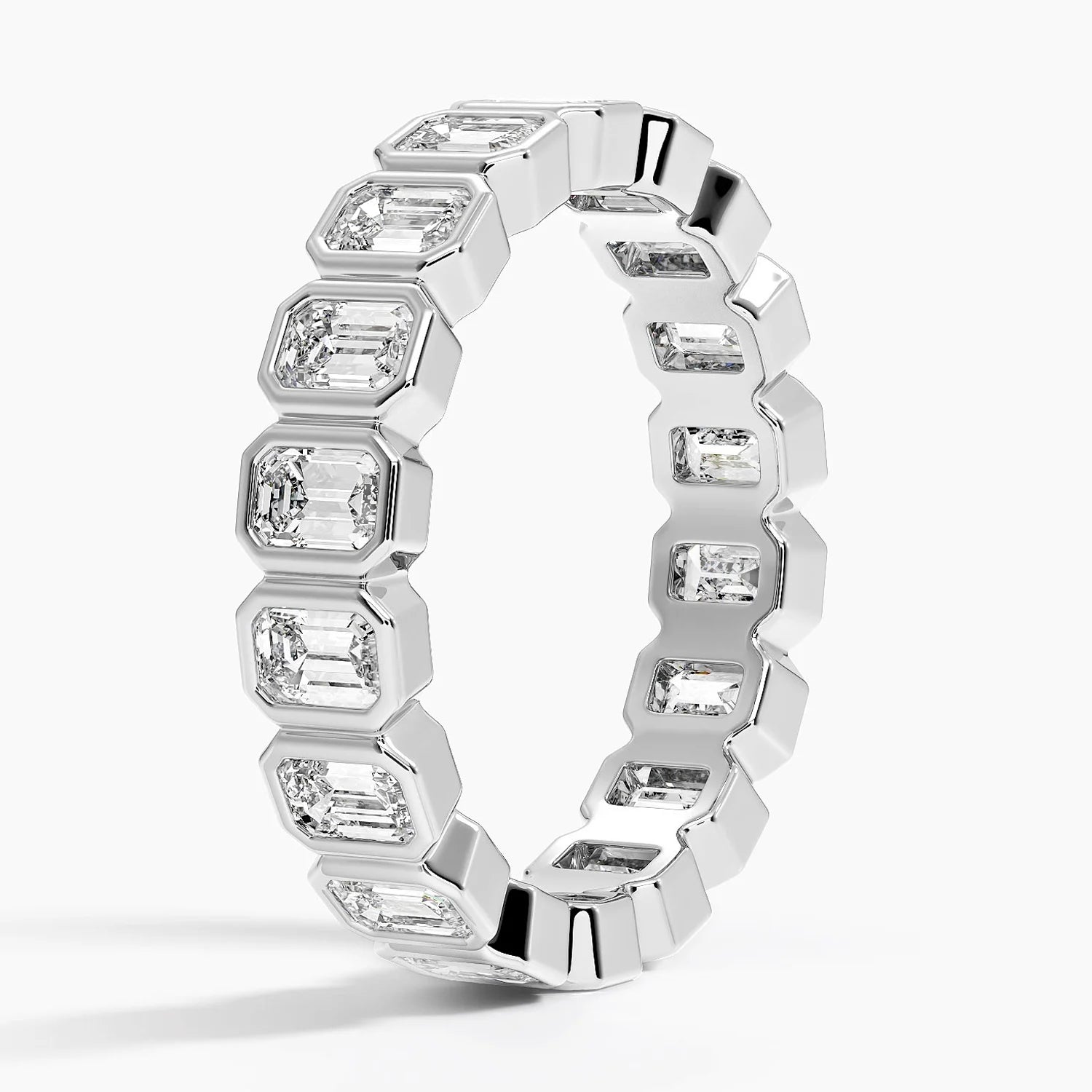 Bezel Emerald Cut Eternity Diamond Ring