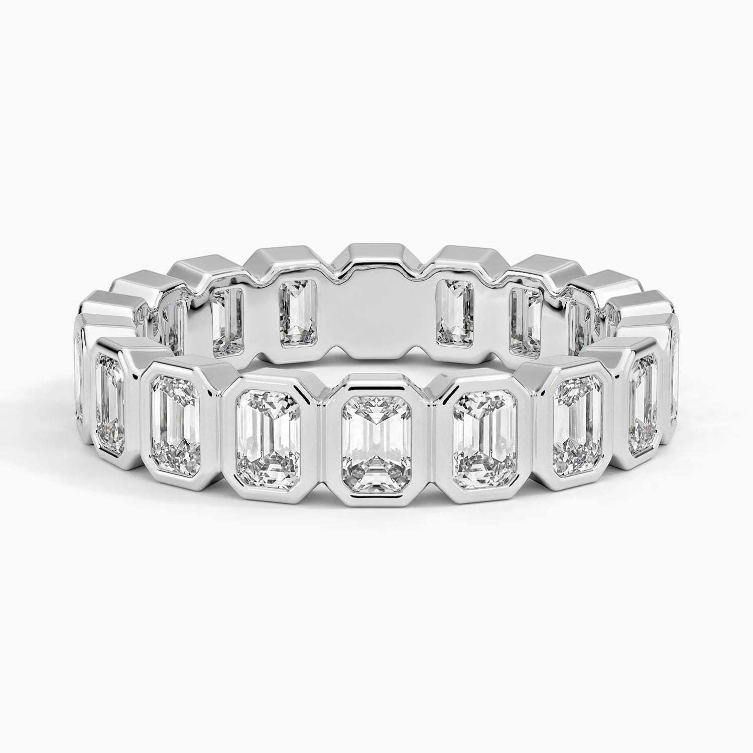 Bezel Emerald Cut Eternity Diamond Ring