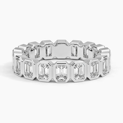 Bezel Emerald Cut Eternity Diamond Ring