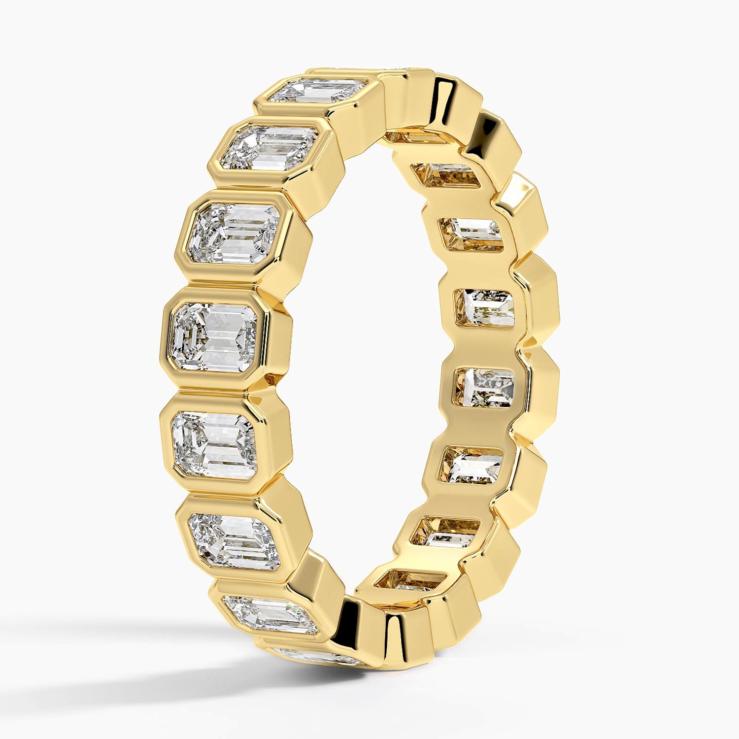 Bezel Emerald Cut Eternity Diamond Ring