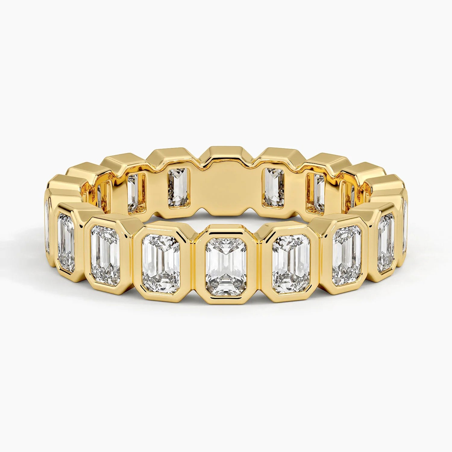 Bezel Emerald Cut Eternity Diamond Ring