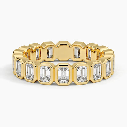 Bezel Emerald Cut Eternity Diamond Ring