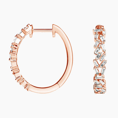 Baguette Diamond Cluster Hoop Earrings