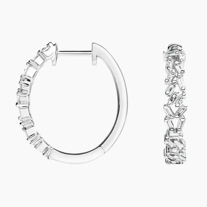 Baguette Diamond Cluster Hoop Earrings