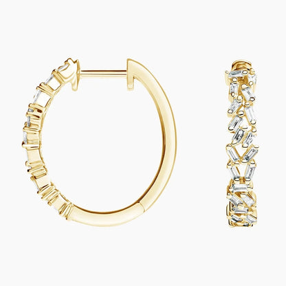 Baguette Diamond Cluster Hoop Earrings