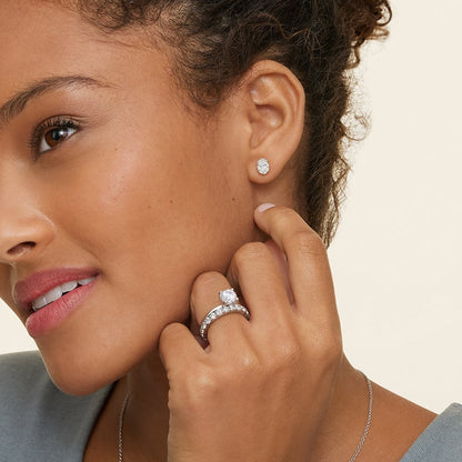 Oval Diamond Stud Earrings