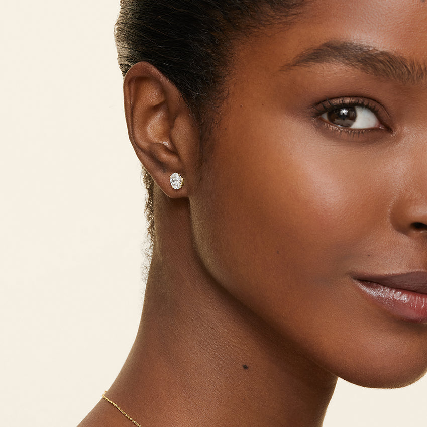 Oval Diamond Stud Earrings