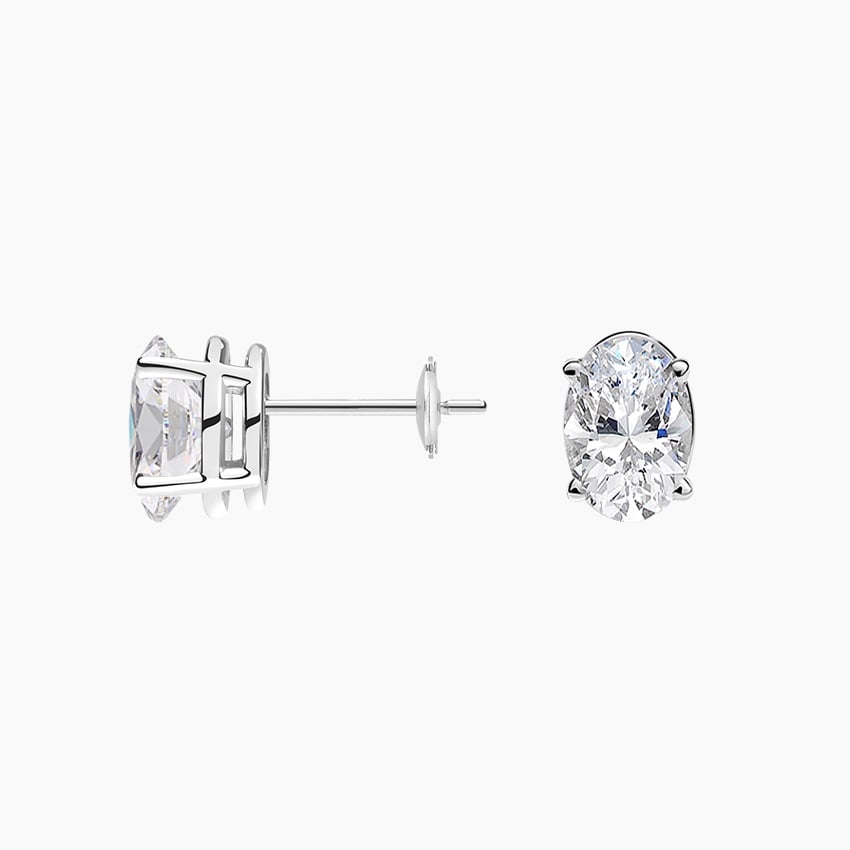 Oval Diamond Stud Earrings