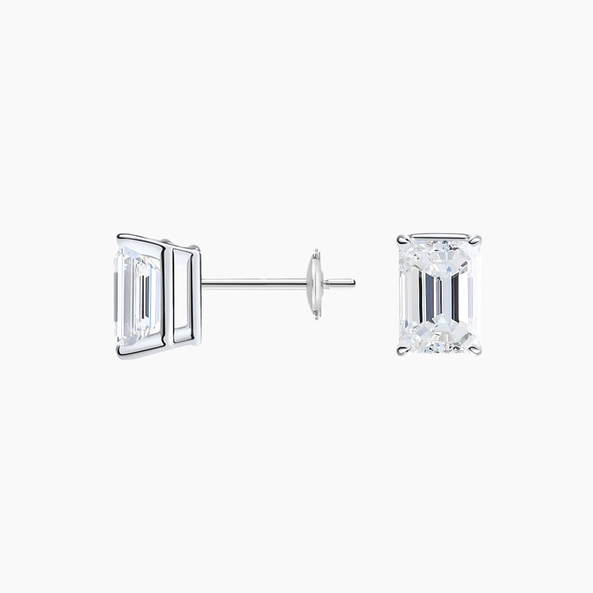 Emerald Cut Lab Grown Diamond Stud Earrings