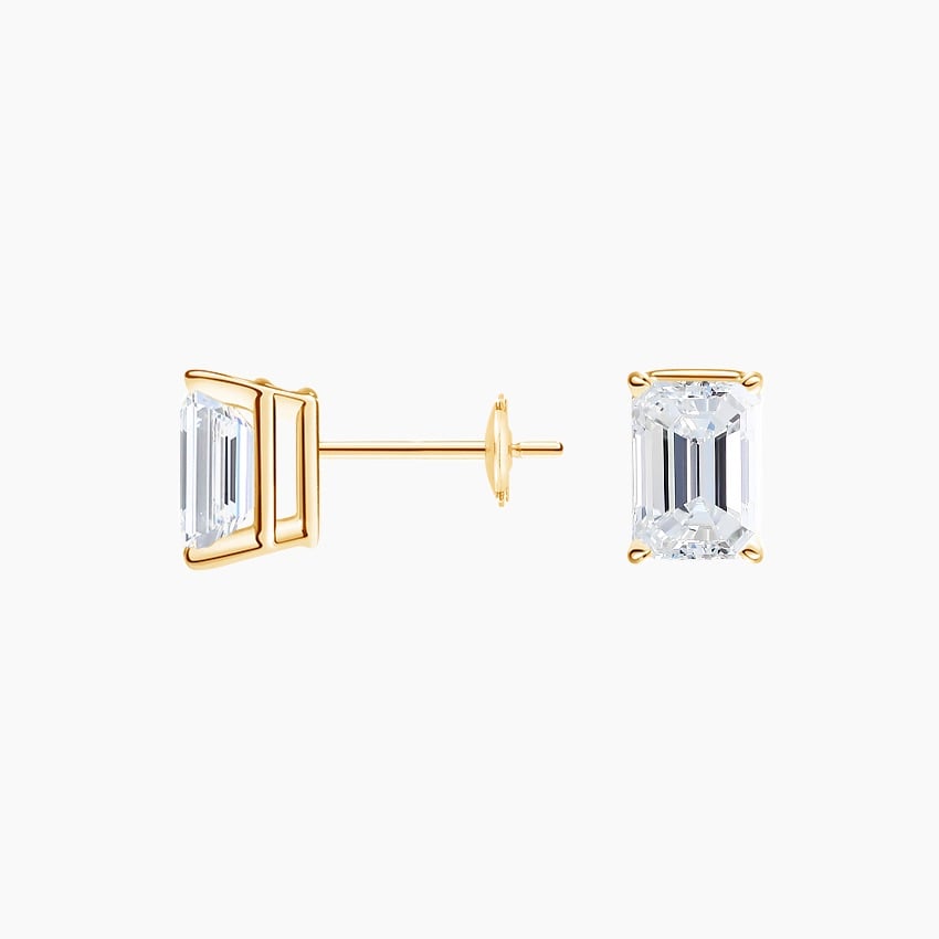Emerald Cut Lab Grown Diamond Stud Earrings