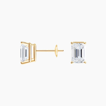 Emerald Cut Lab Grown Diamond Stud Earrings