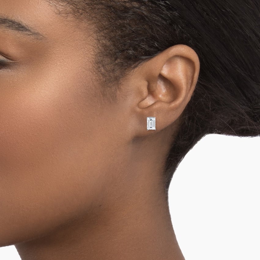 Emerald Cut Lab Grown Diamond Stud Earrings