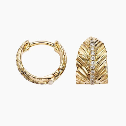 Leaf Diamond Huggie Earrings