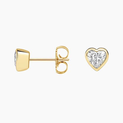 Heart Shaped Diamond Bezel Stud Earrings