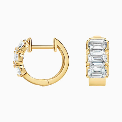 Zelda Emerald-Cut Diamond Huggie Hoop Earrings