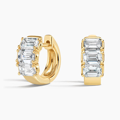 Zelda Emerald-Cut Diamond Huggie Hoop Earrings
