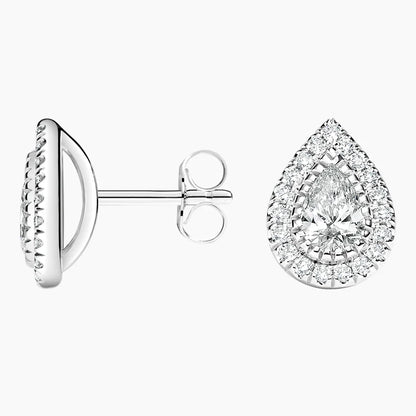 Diamond Halo Stud Earrings Pear Сut
