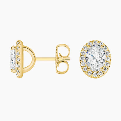 Oval  Diamond Halo Stud Earrings