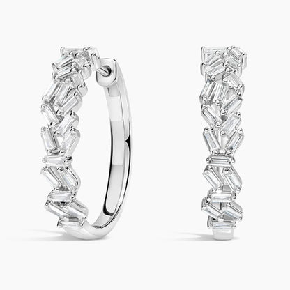 Baguette Diamond Cluster Hoop Earrings