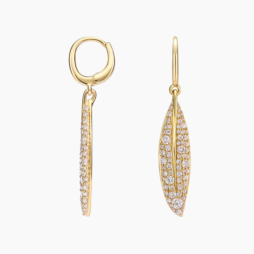 Pavé Olive Branch Diamond Drop Earrings