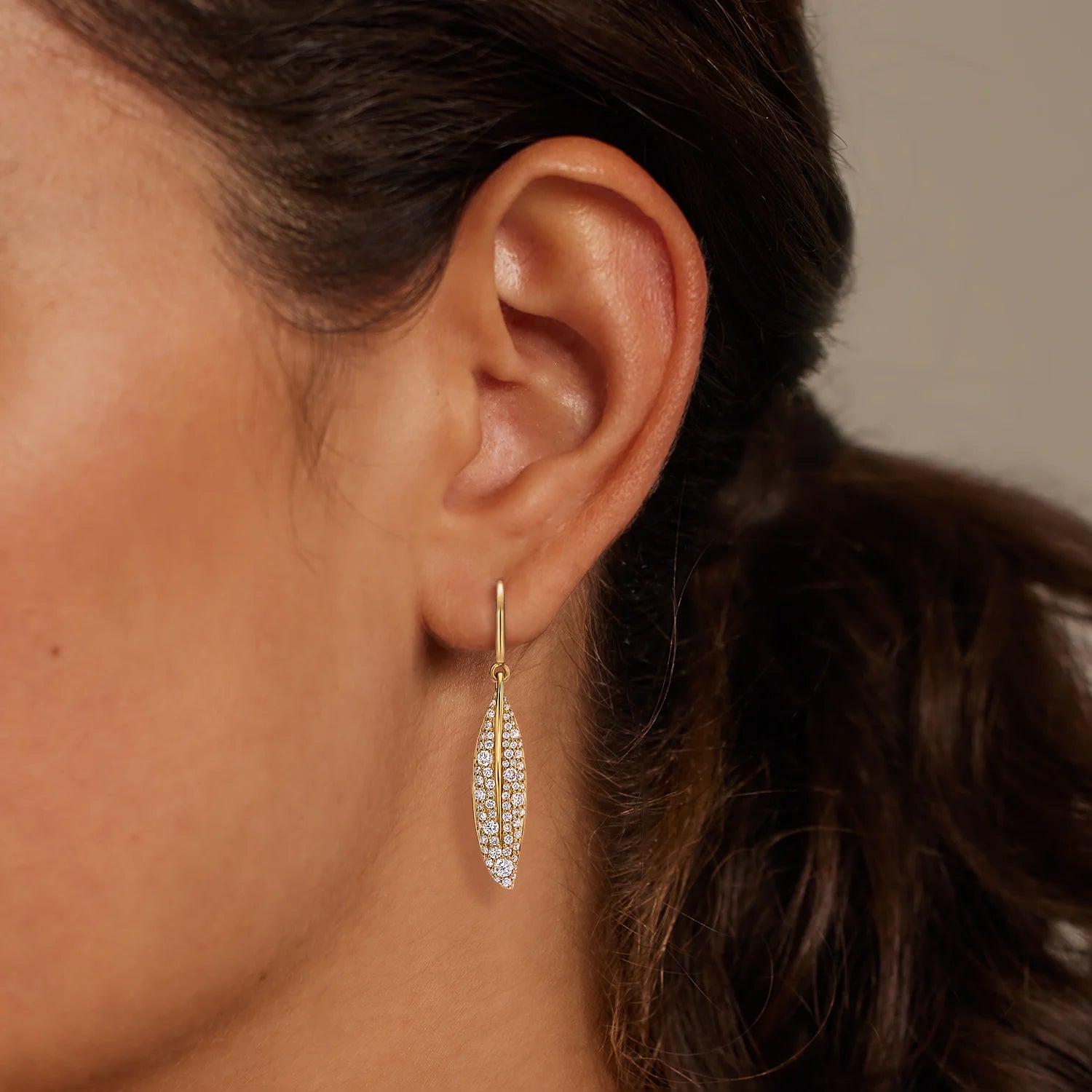 Pavé Olive Branch Diamond Drop Earrings