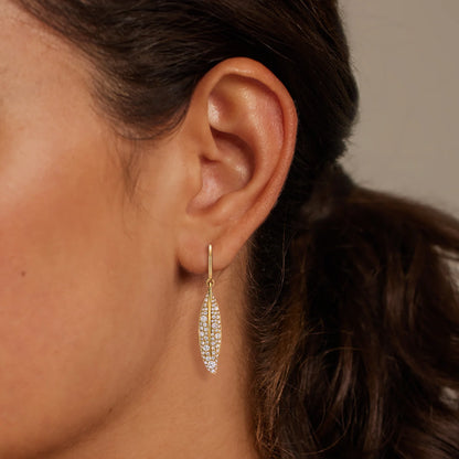 Pavé Olive Branch Diamond Drop Earrings