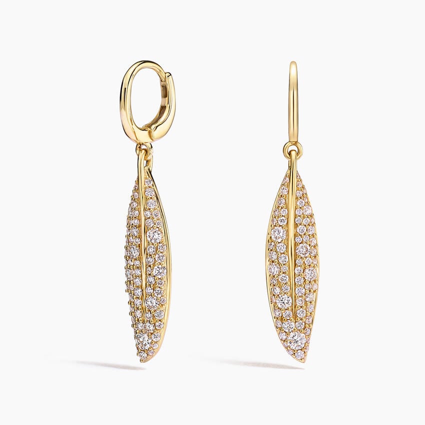 Pavé Olive Branch Diamond Drop Earrings