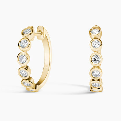 Diamond Bezel Hoop Earrings Round Cut