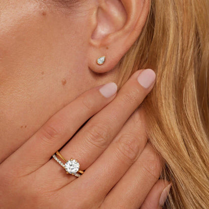 Pear Shaped  Diamond Bezel Stud Earrings