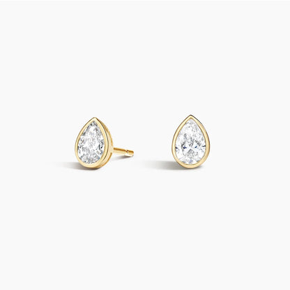 Pear Shaped  Diamond Bezel Stud Earrings