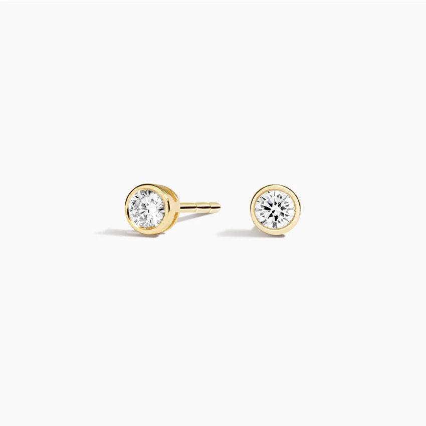 Diamond Bezel Stud Earrings Round Cut
