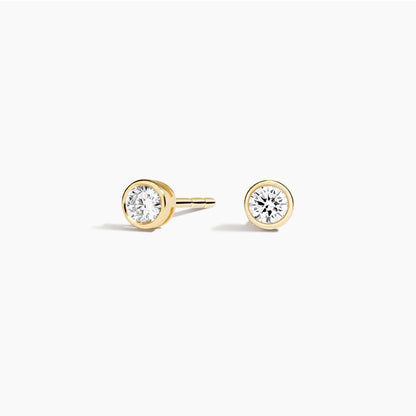 Diamond Bezel Stud Earrings Round Cut