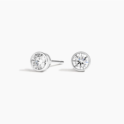 Diamond Bezel Stud Earrings Round Cut