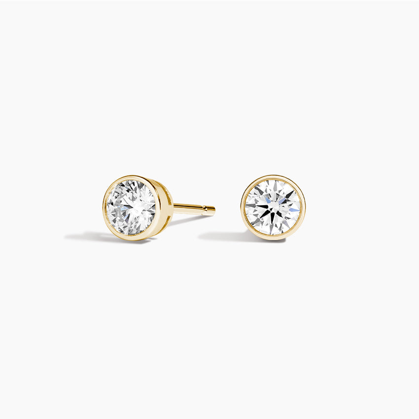 Diamond Bezel Stud Earrings Round Cut