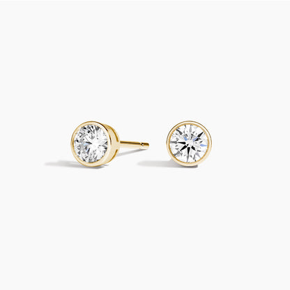 Diamond Bezel Stud Earrings Round Cut