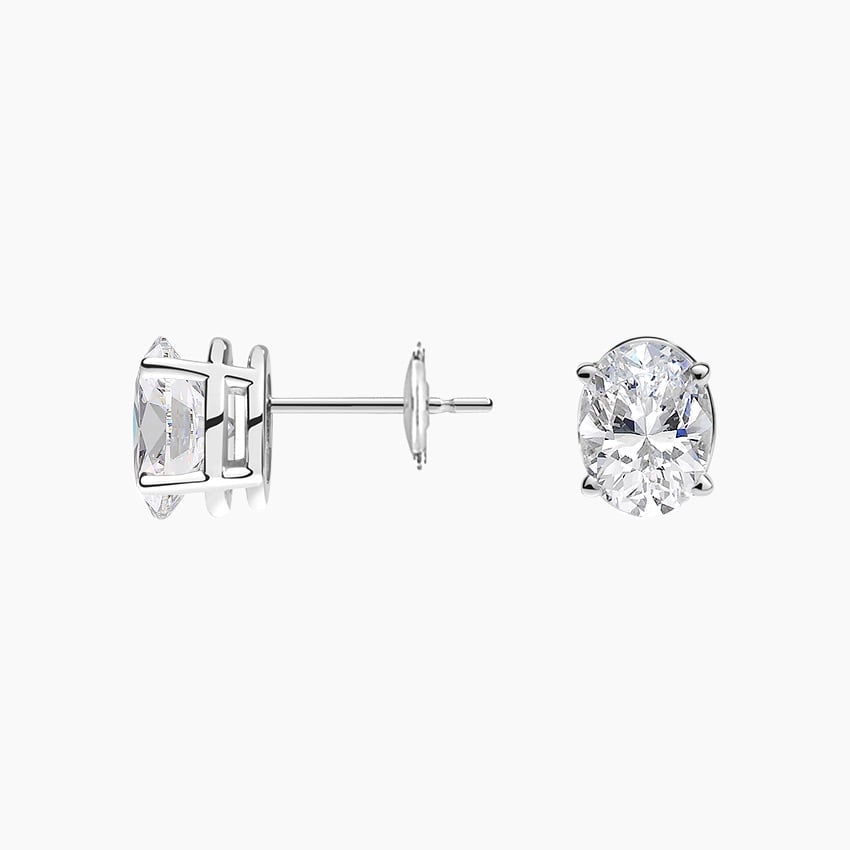 Oval Diamond Stud Earrings