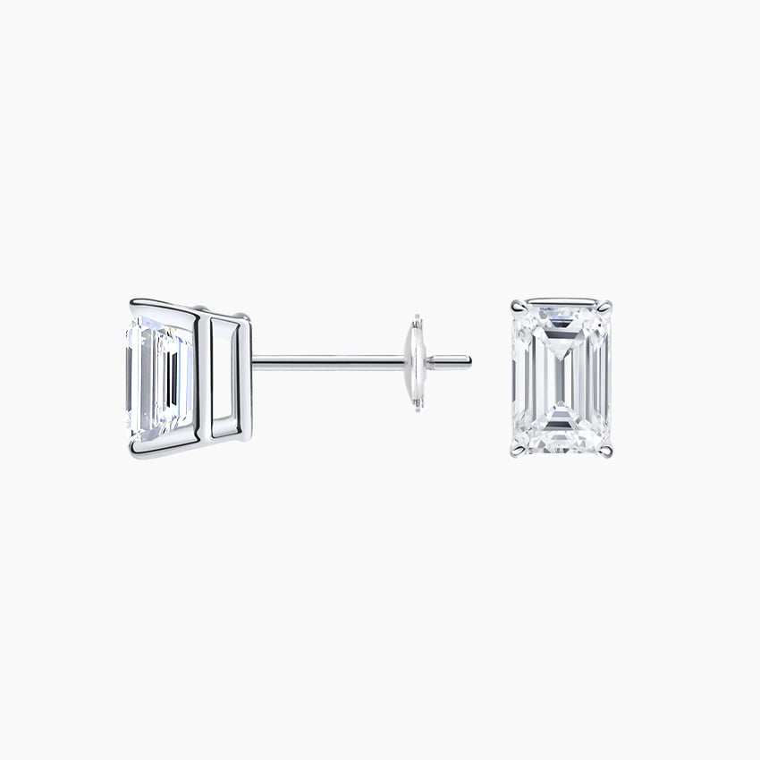 Emerald Cut Lab Grown Diamond Stud Earrings