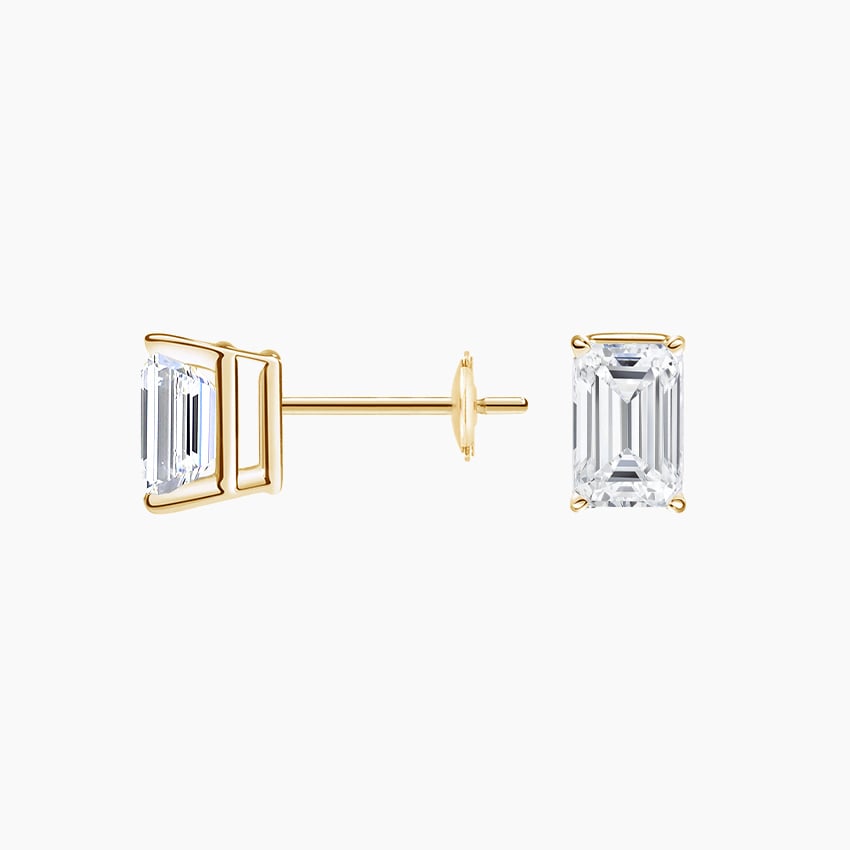 Emerald Cut Lab Grown Diamond Stud Earrings