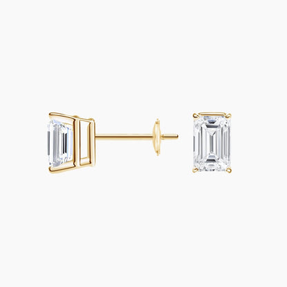 Emerald Cut Lab Grown Diamond Stud Earrings