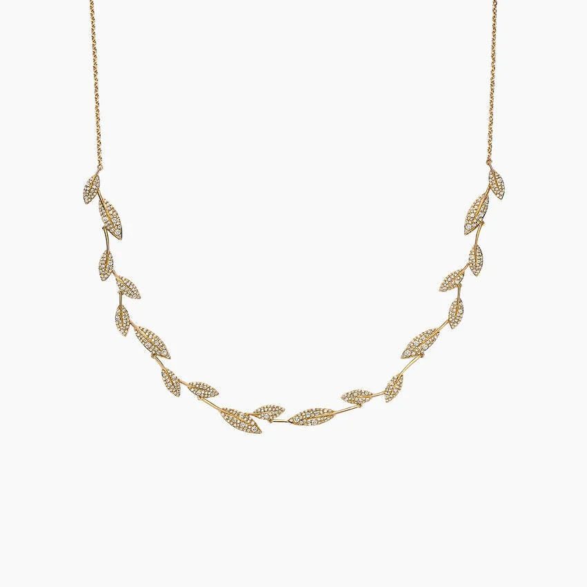 Pavé Olive Branch Diamond Necklace