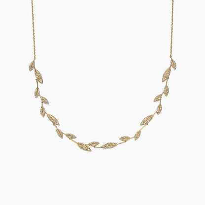 Pavé Olive Branch Diamond Necklace