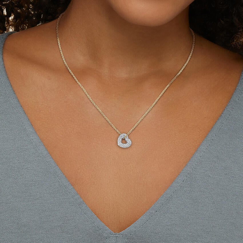 Heart Shaped Diamond Tube Pendant