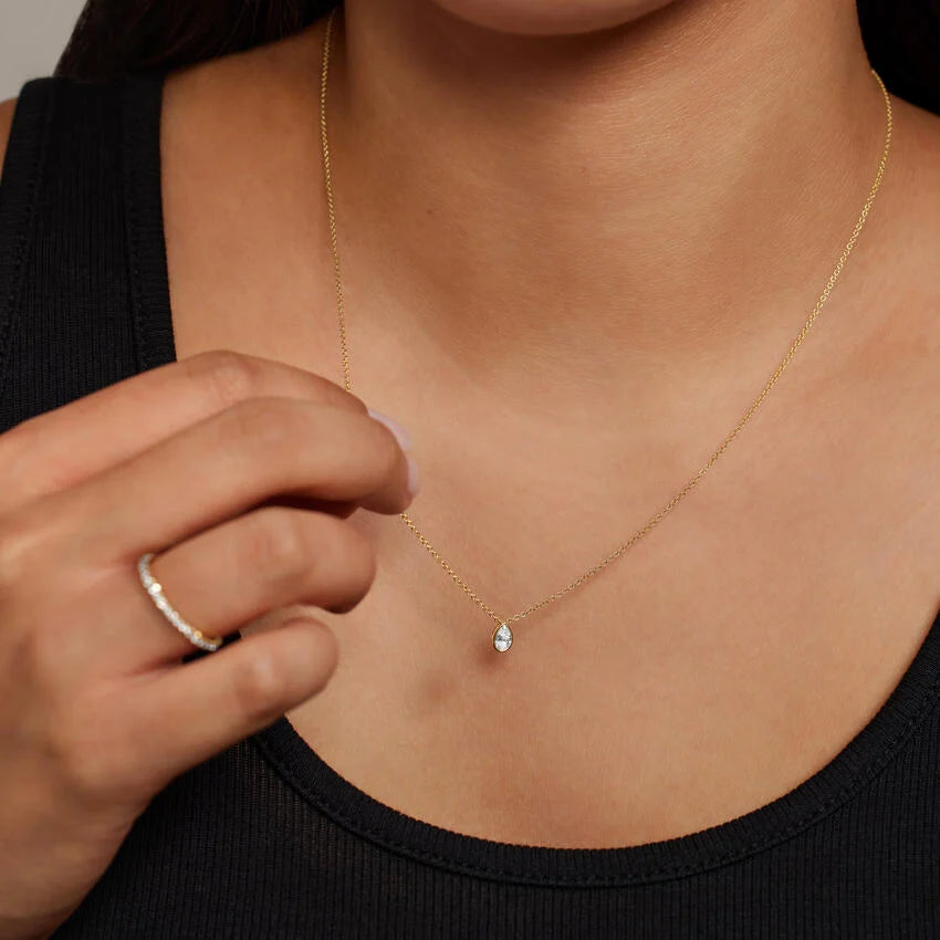 Pear Diamond Bezel Solitaire Pendant