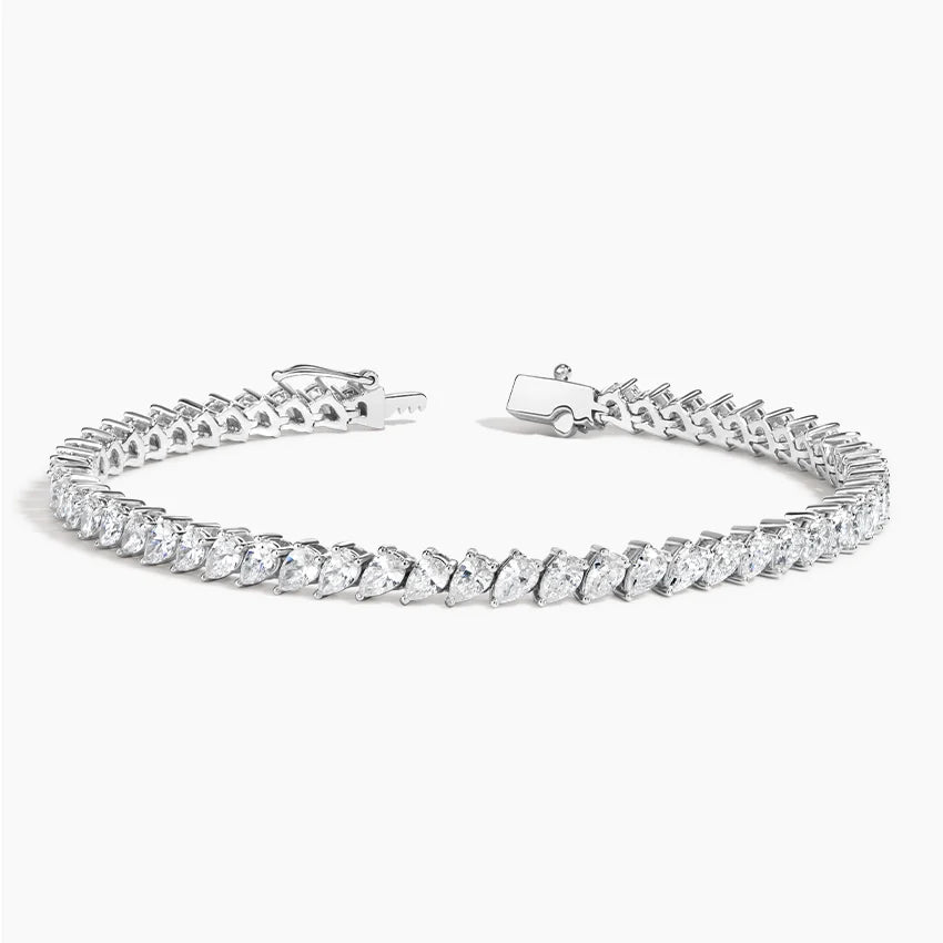 Angled Pear Diamond Tennis Bracelet