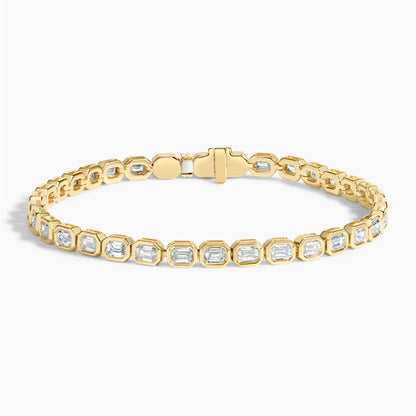 Emerald-Cut Diamond Bezel Tennis Bracelet