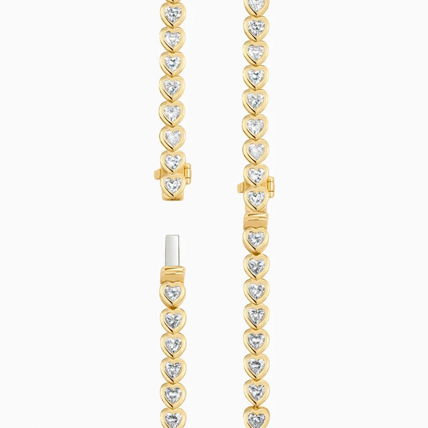 Heart Shaped Diamond Bezel Tennis Bracelet